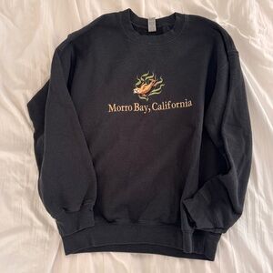 Gildan Black Crewneck Sweater with Morro Bay Design